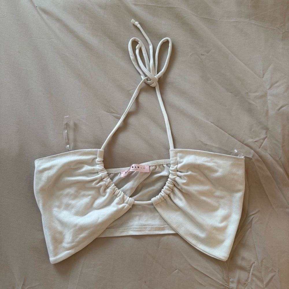 Aritzia White Halter Top Crop Top